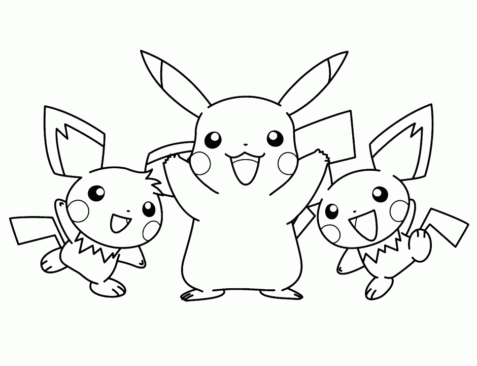 Pikachu Best Friends Coloring Page
