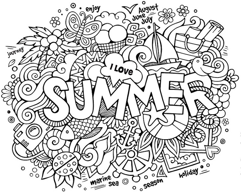 Summer Doodle Coloring Pages