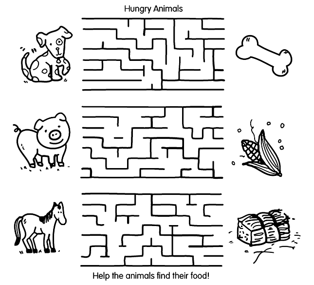 Easy Mazes Animal Printable