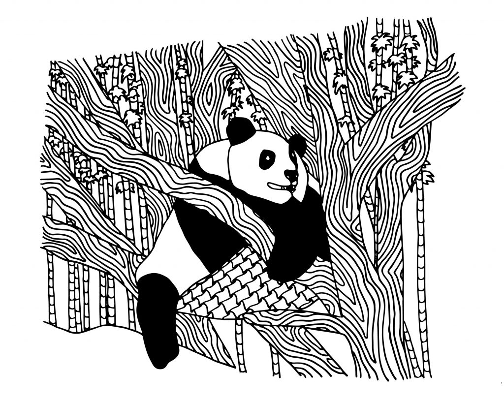 Panda Bear in Tree Coloring Page