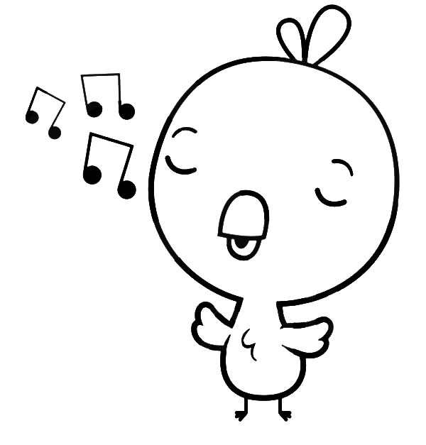 Singing Chick Coloring Page