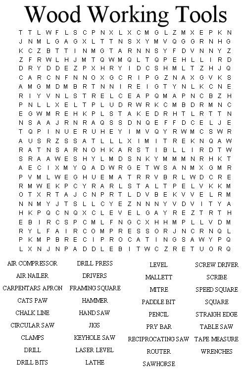 Wood Working - Word Search for Adults
