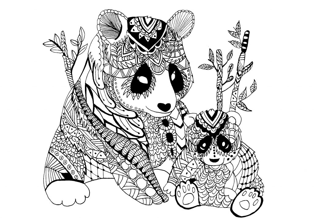 Zentangle Panda Coloring Page for Adults