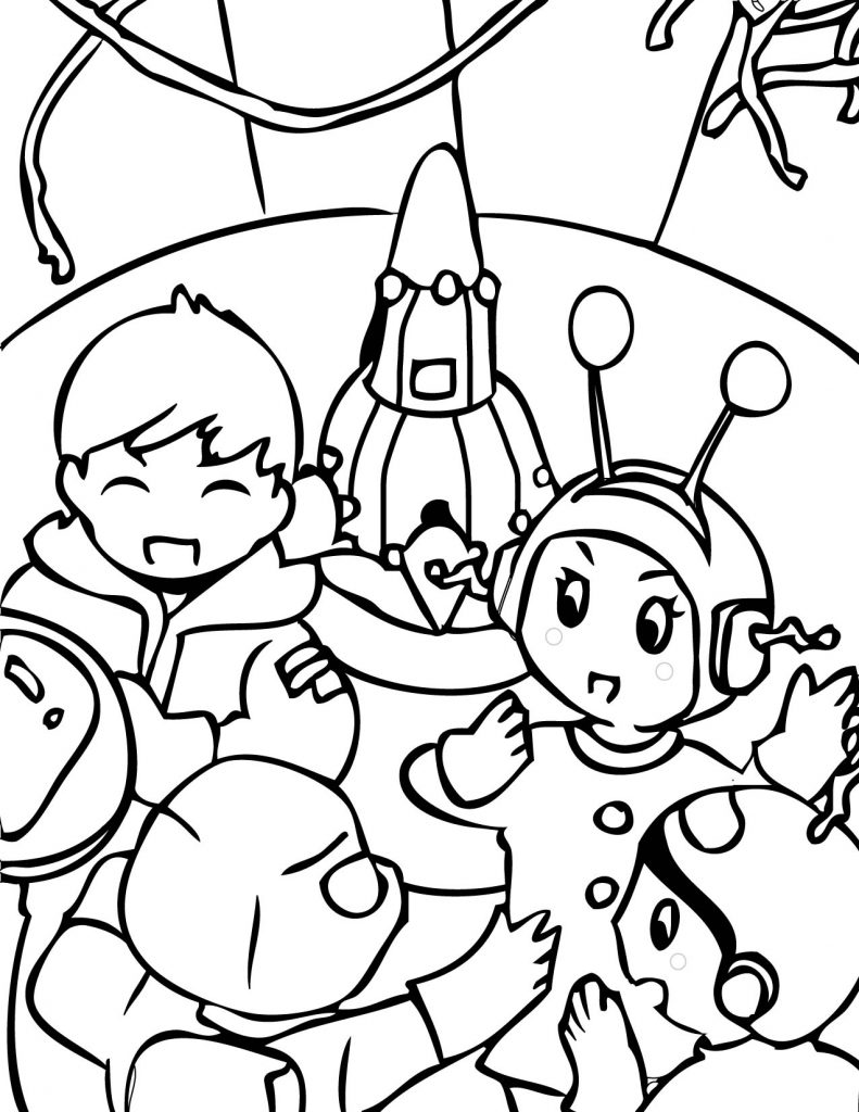 Alien Party Coloring Page