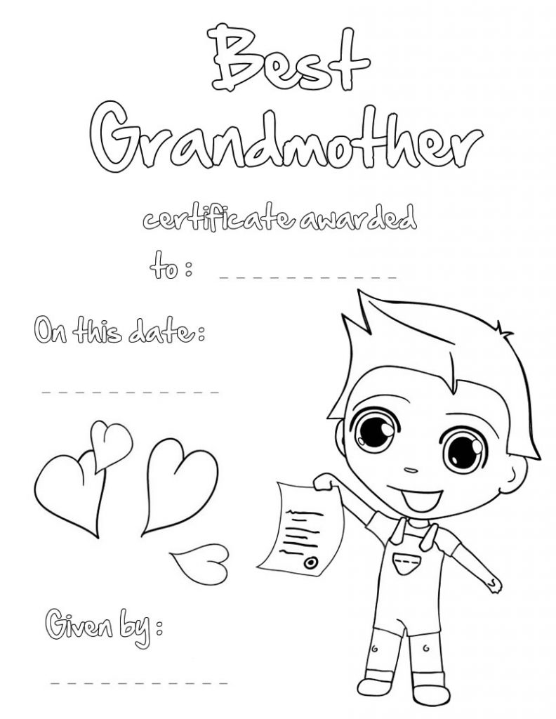 Best Grandmother Printable Certificate