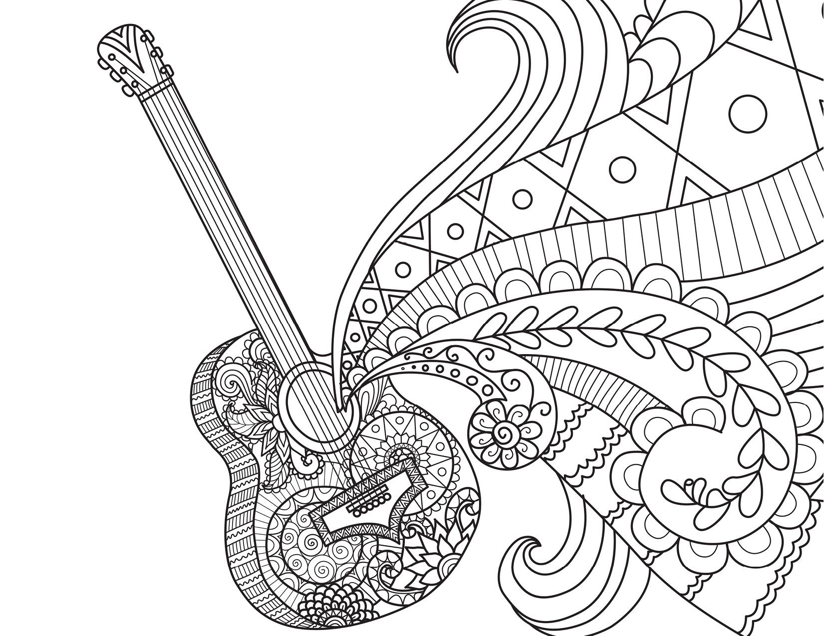 Best 10 Guitar Coloring Pages for Adults - Best Coloring Page Ideas and