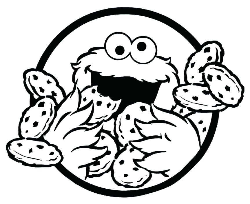 Cookie Monster Eating Cookies Coloring Page
