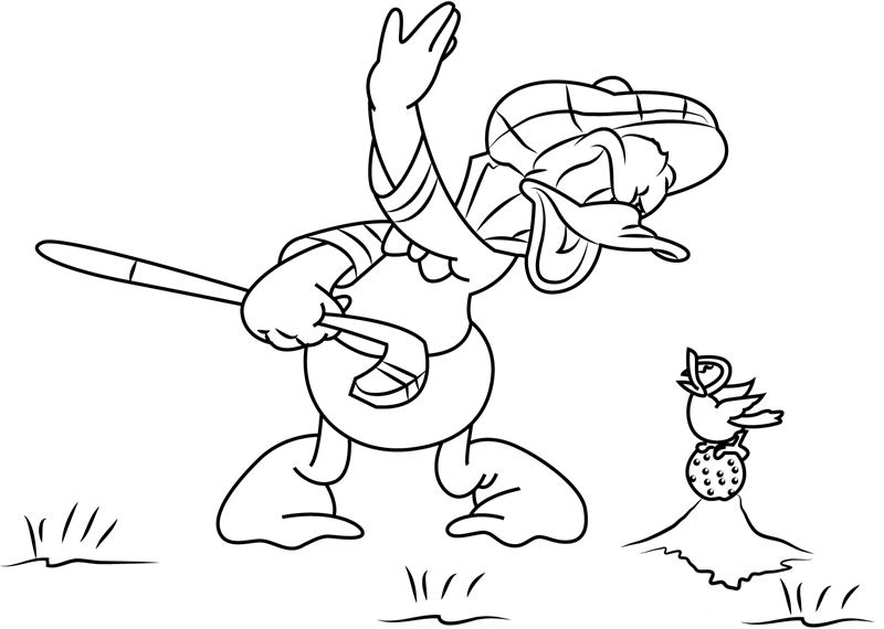 Donald Golfing Coloring Pages