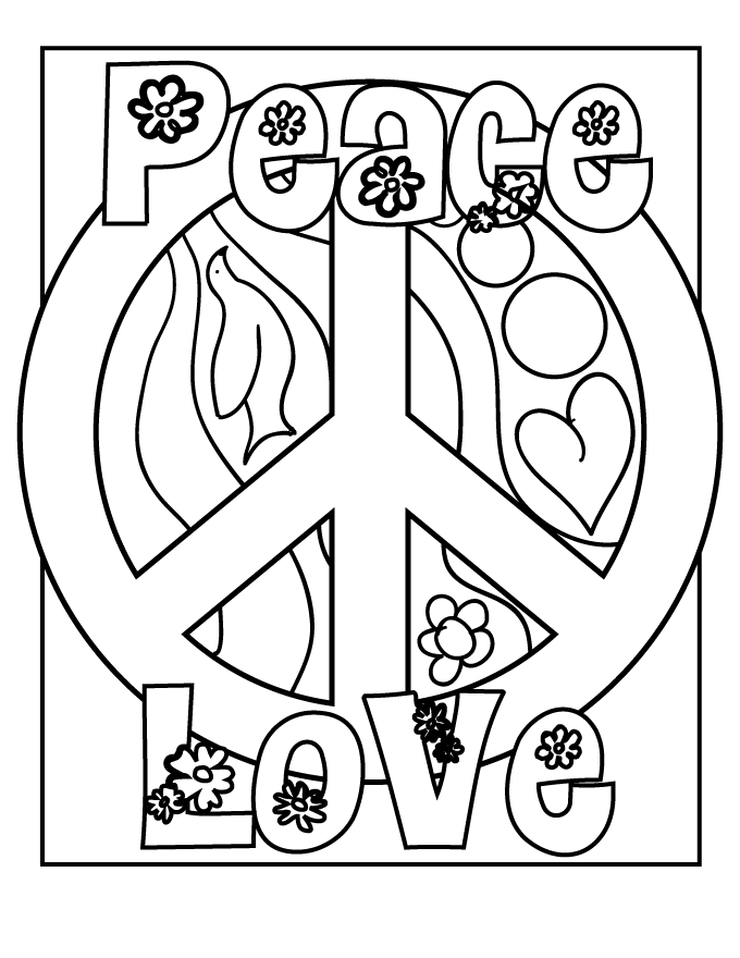 Easy Peace Coloring Page for Adults