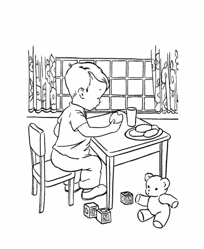 Eating Cookies Coloring Page
