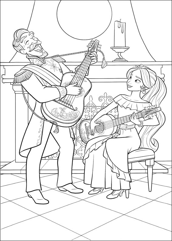 Elena of Avalor Coloring Pages - Guitars