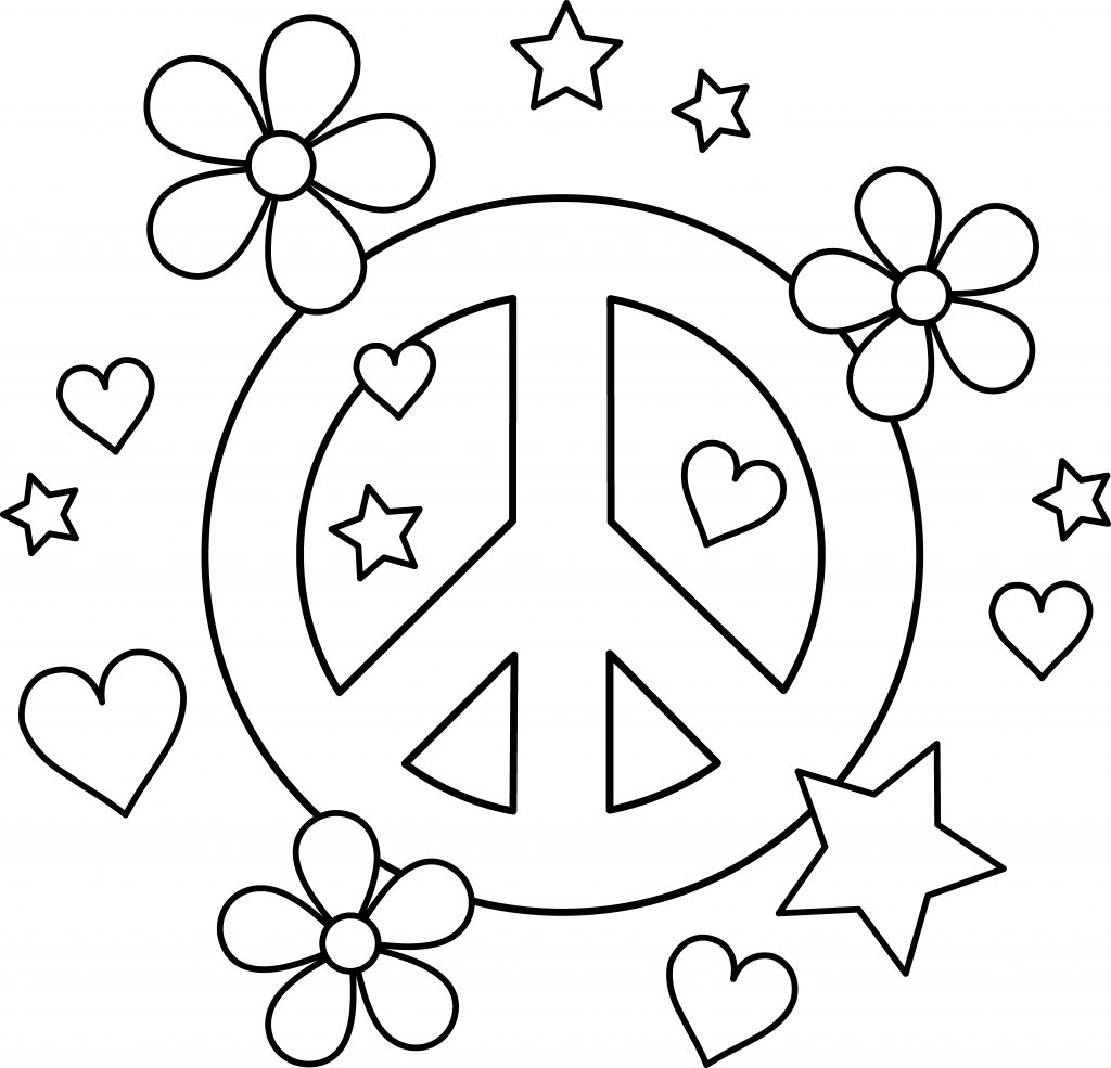 Flower Peace Coloring Page