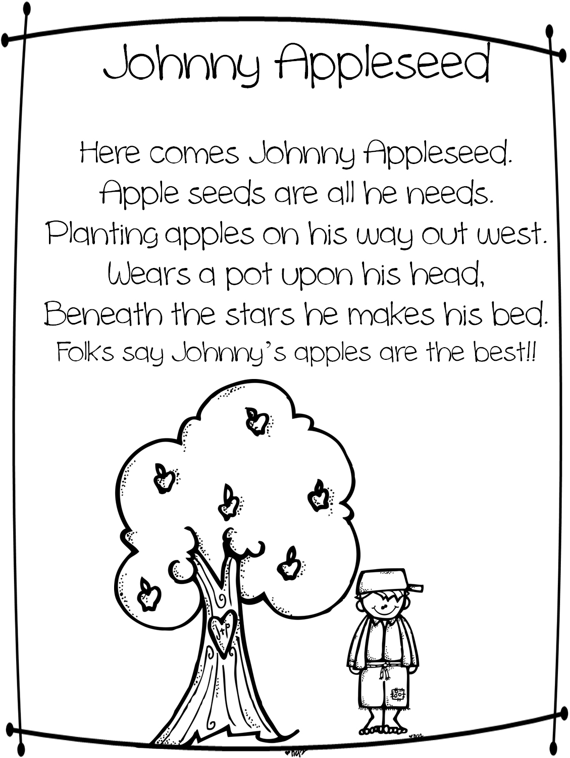 Johnny Appleseed Story Printable