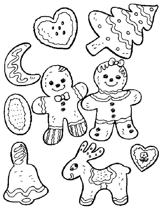 Ginger Bread Christmas Cookies Coloring Page