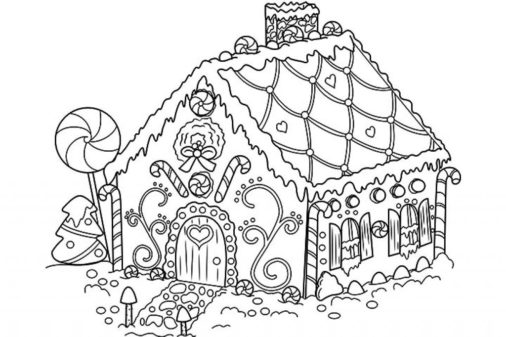 Gingerbread House Cookie Coloring Page