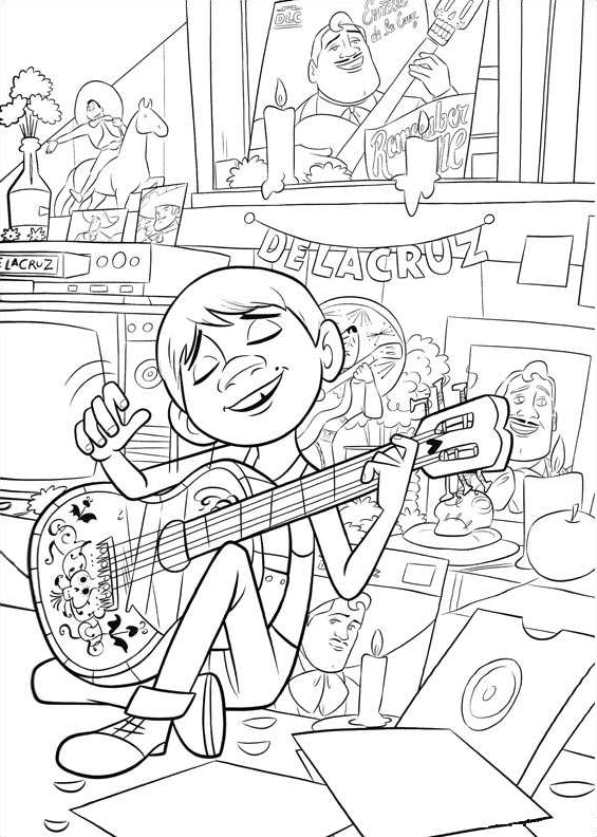 Guitar - Coco Coloring Pages