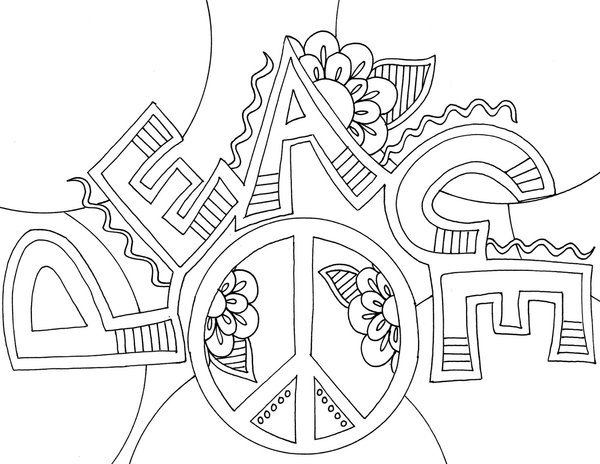 Illustration Peace Coloring Page