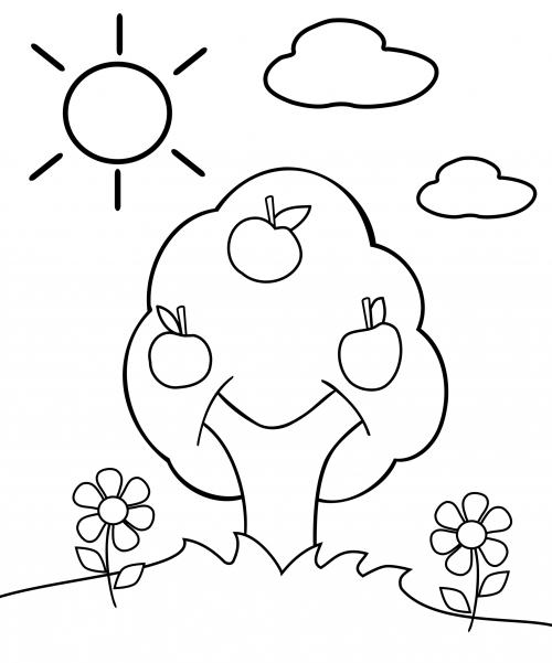 Johnny Appleseed Apple Tree Coloring Pages