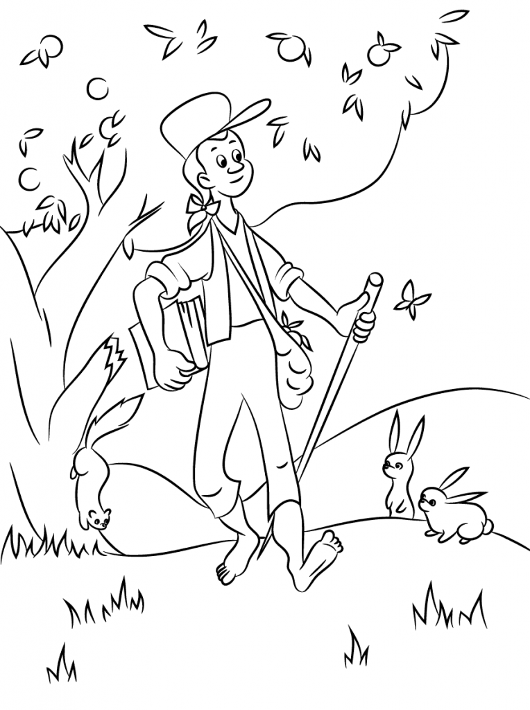 Johnny Appleseed Coloring Page