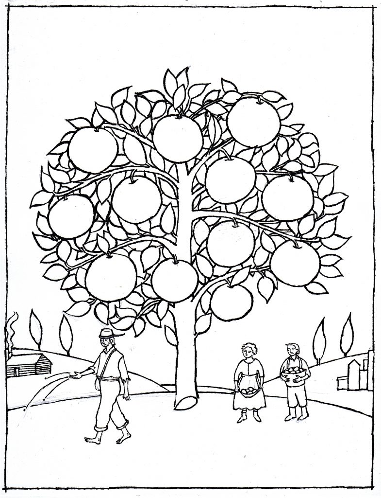 Johnny Appleseed Tree Coloring Pages