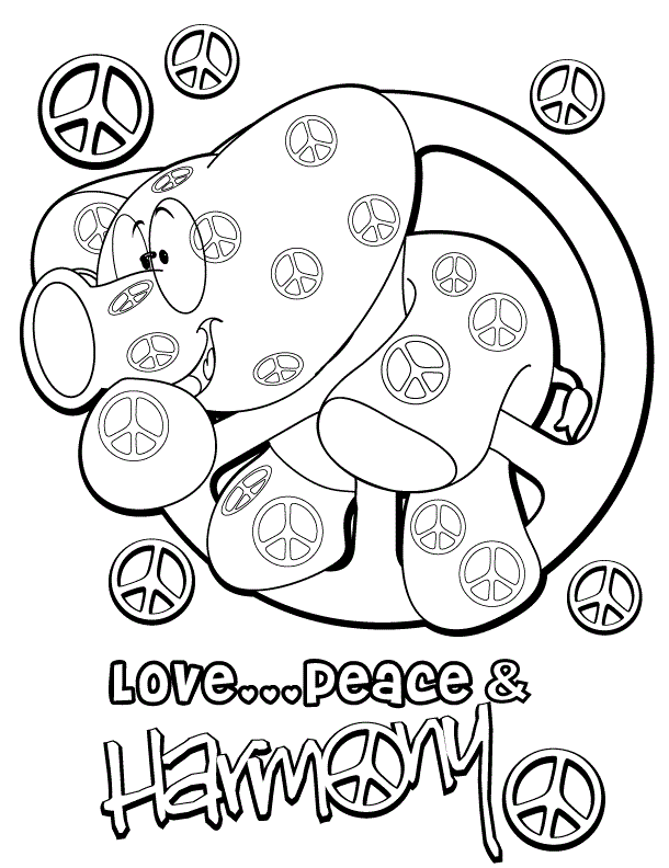 Love Peace and Harmony Coloring Page