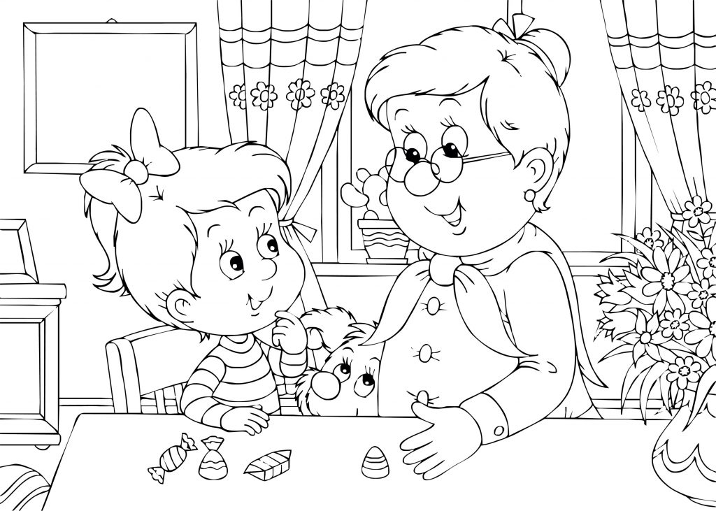 Me and Grandma Coloring Page