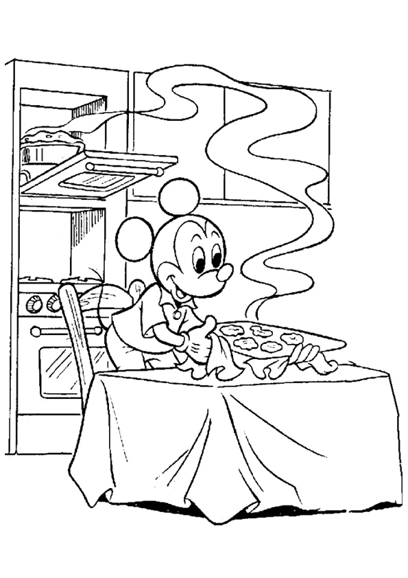 Mickey Mouse Baking Cookies Coloring Page