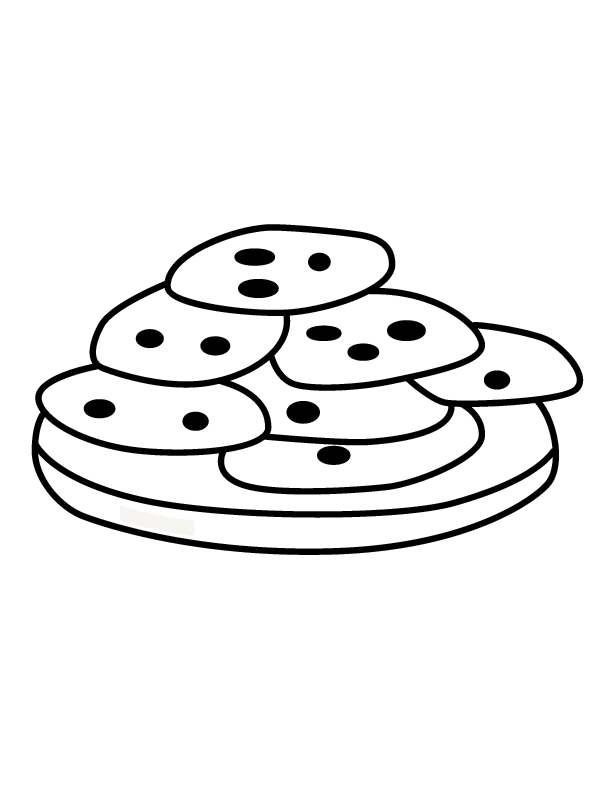 Plate Of Chocolate Chip Cookies Coloring Page
