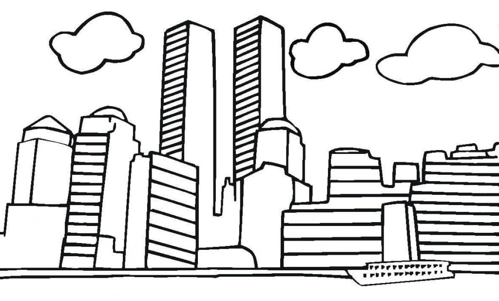 Twin Towers 9-11 Coloring Page