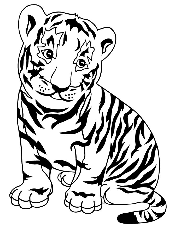 Baby Jungle Tiger Coloring Page