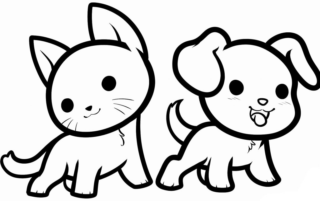 Cute Cat and Dog Animal Coloring Pages