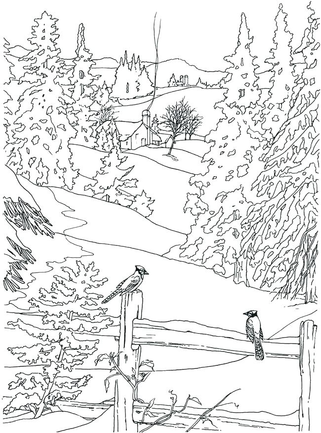 Fall Scene Coloring Pages for Adults
