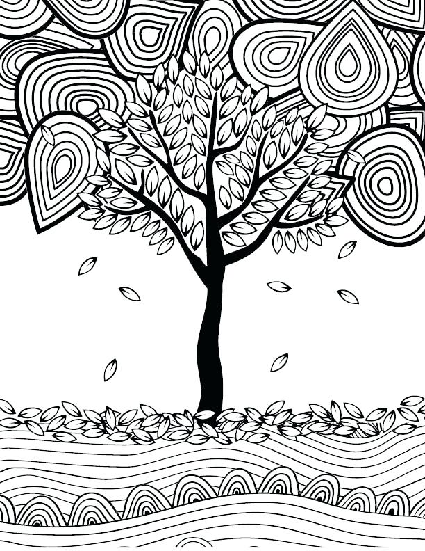 Fall Tree Coloring Pages for Adults