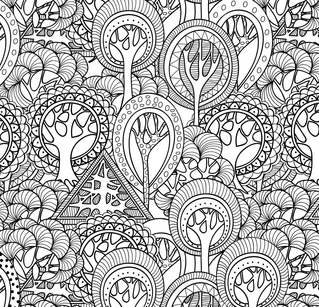 Fall Trees Pattern - Coloring Pages for Adults