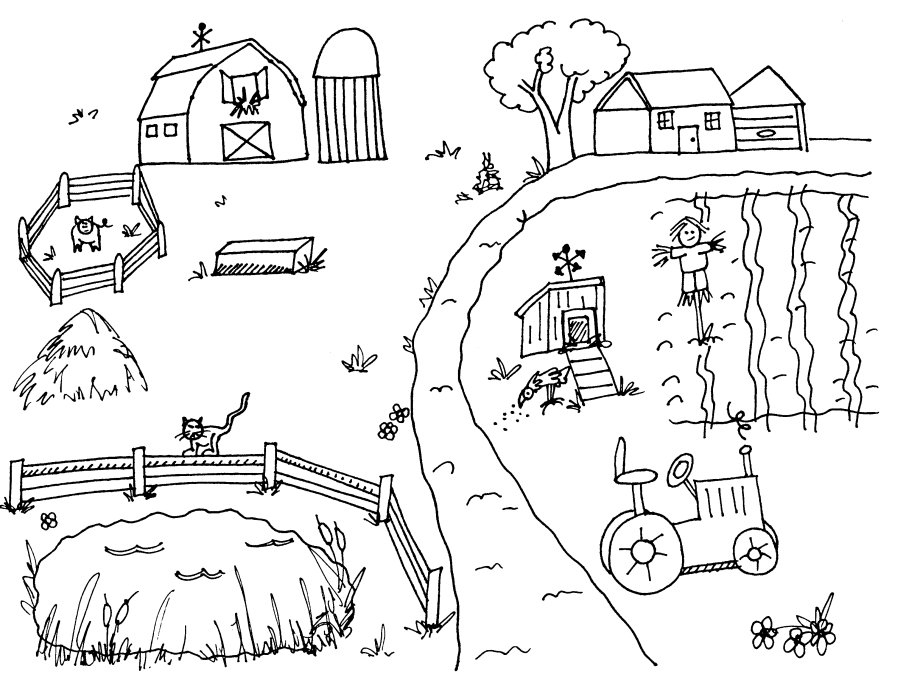 Farm Scene Coloring Pages