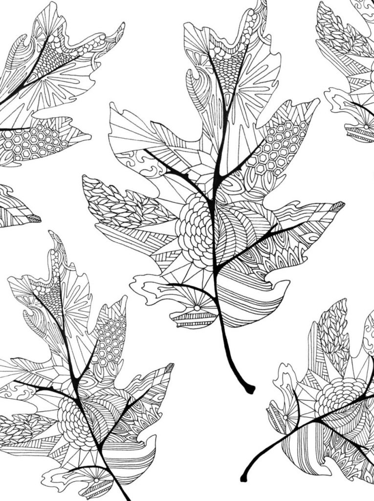 Free Fall Leaves Coloring Pages for Adults