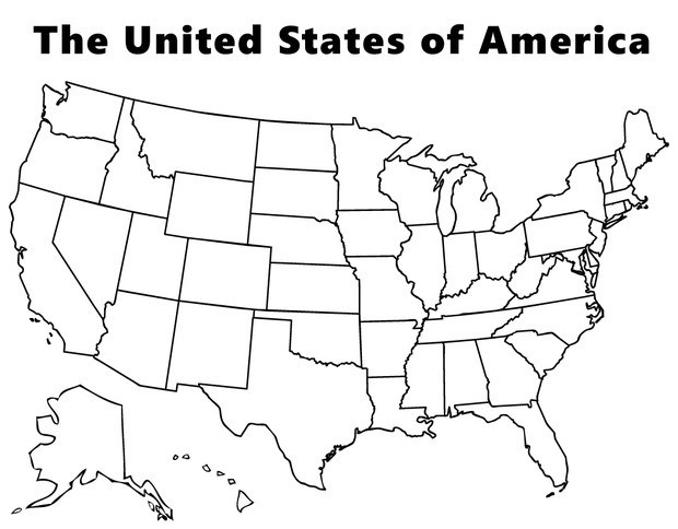 Free United States Map Coloring Page