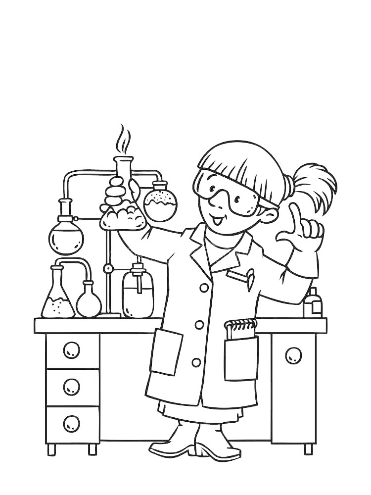 Girl Scientist Coloring Page