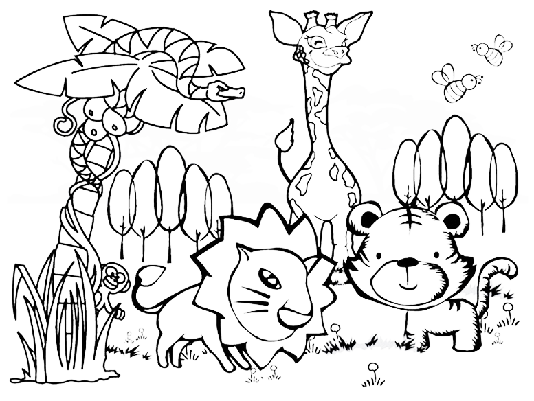 Featured image of post Cute Jungle Animal Coloring Pages - Cute little rabbit coloring page.