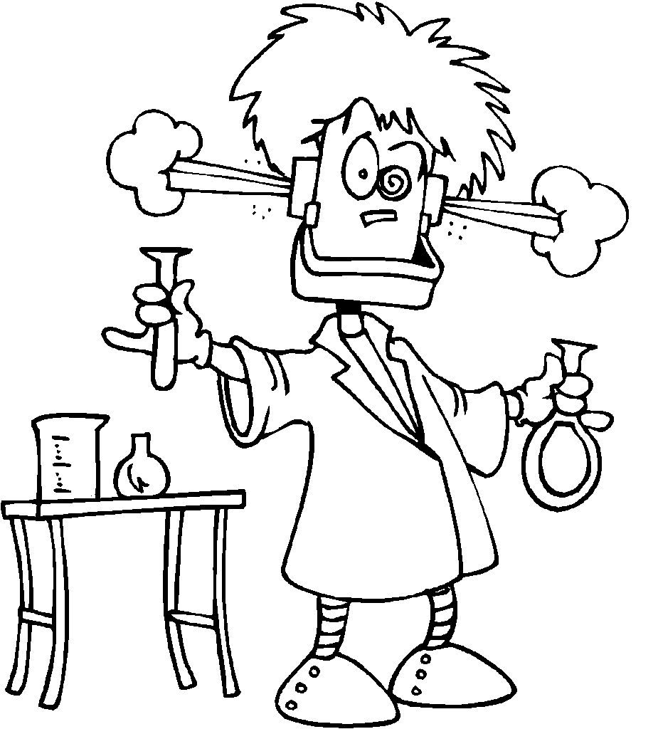 Mad Scientist Coloring Page