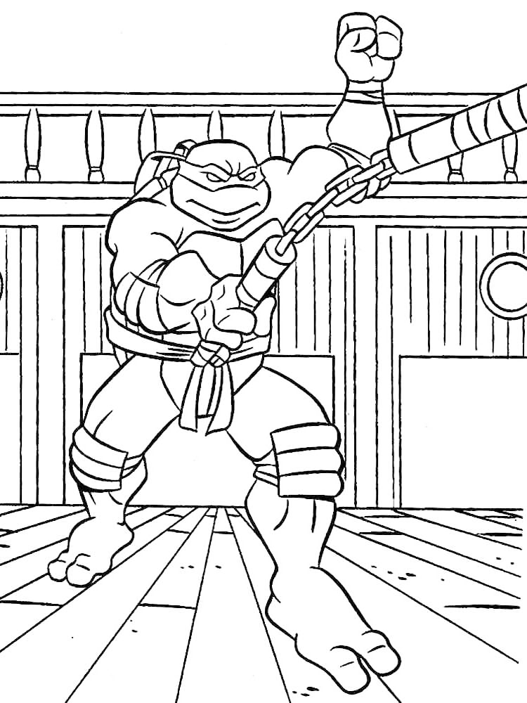 Michelangelo Ninja Turtle Coloring Page