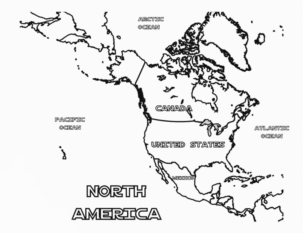 North America Map Coloring Page