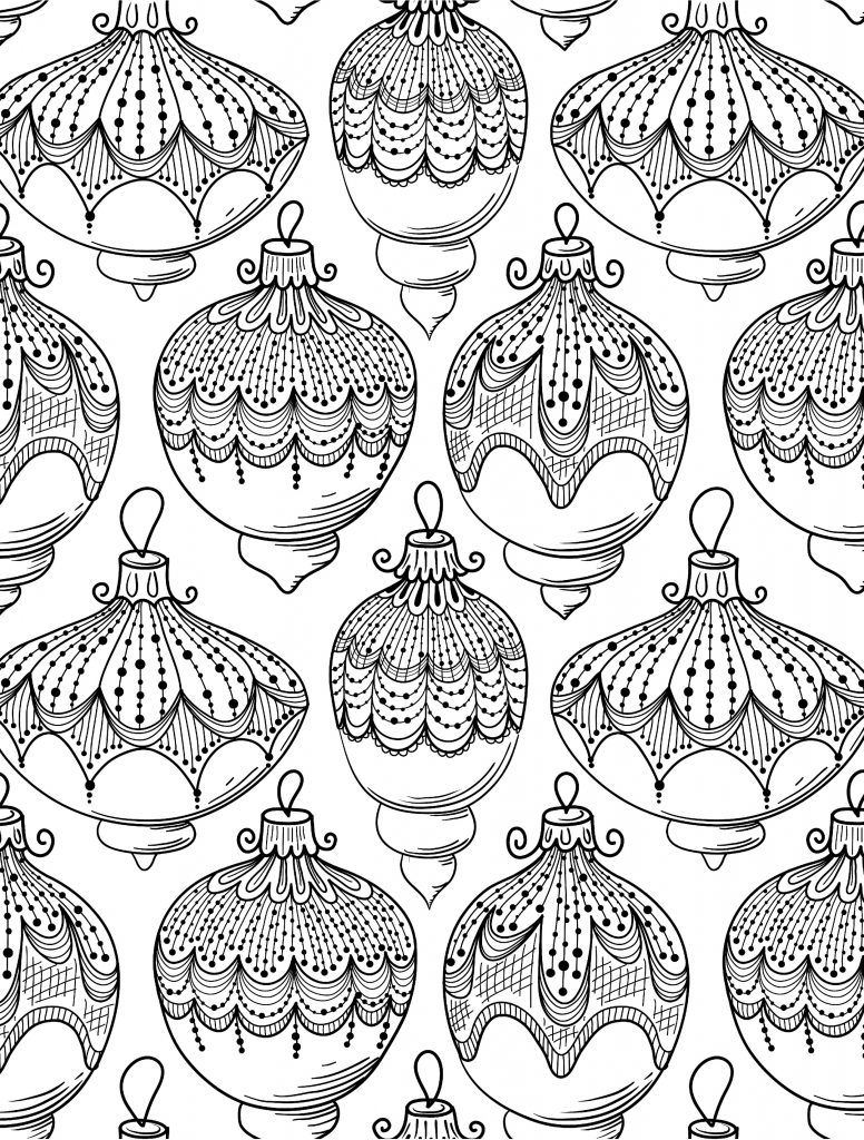 Ornaments Winter Coloring Pages for Adults