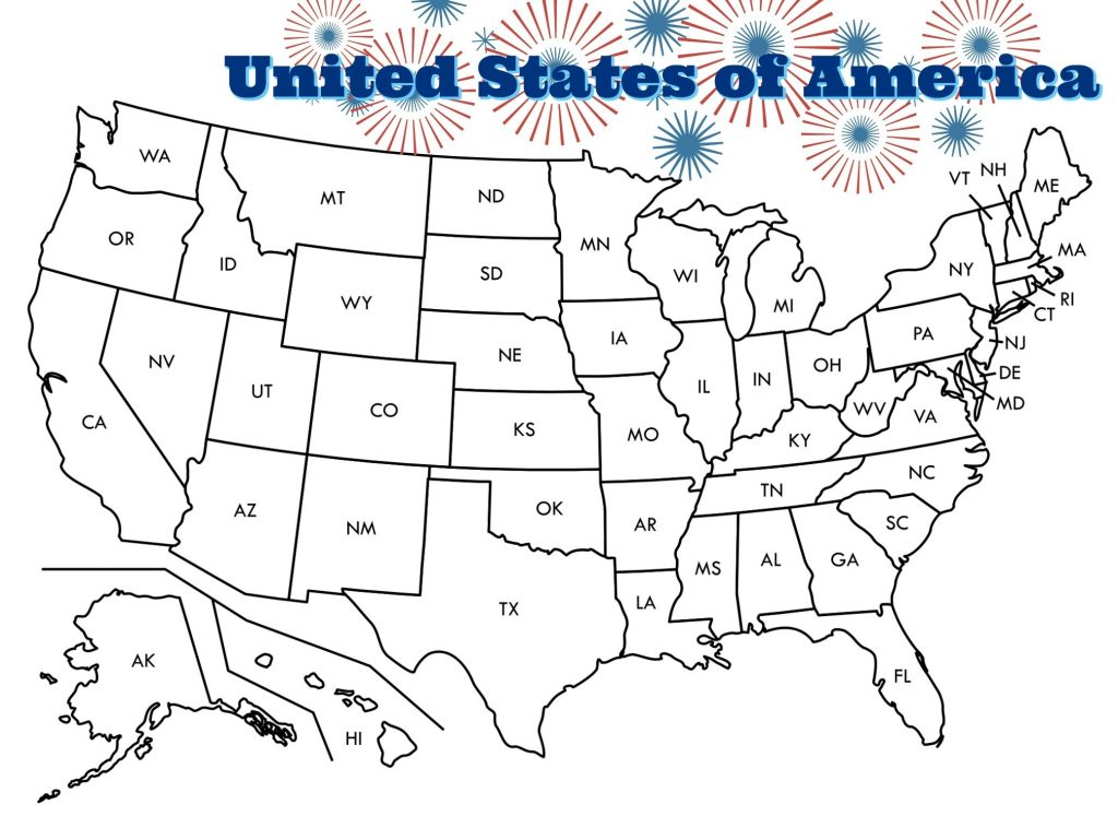 Patriotic US Map Coloring Page