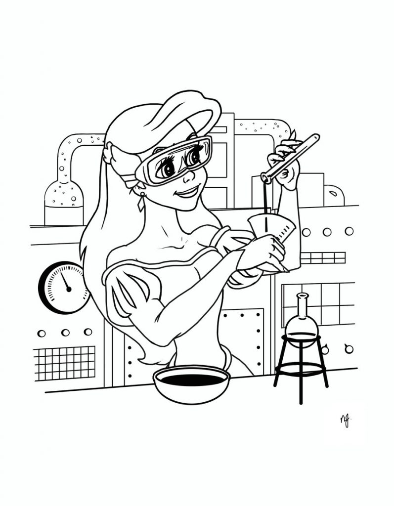 Scientist Barbie Coloring Page