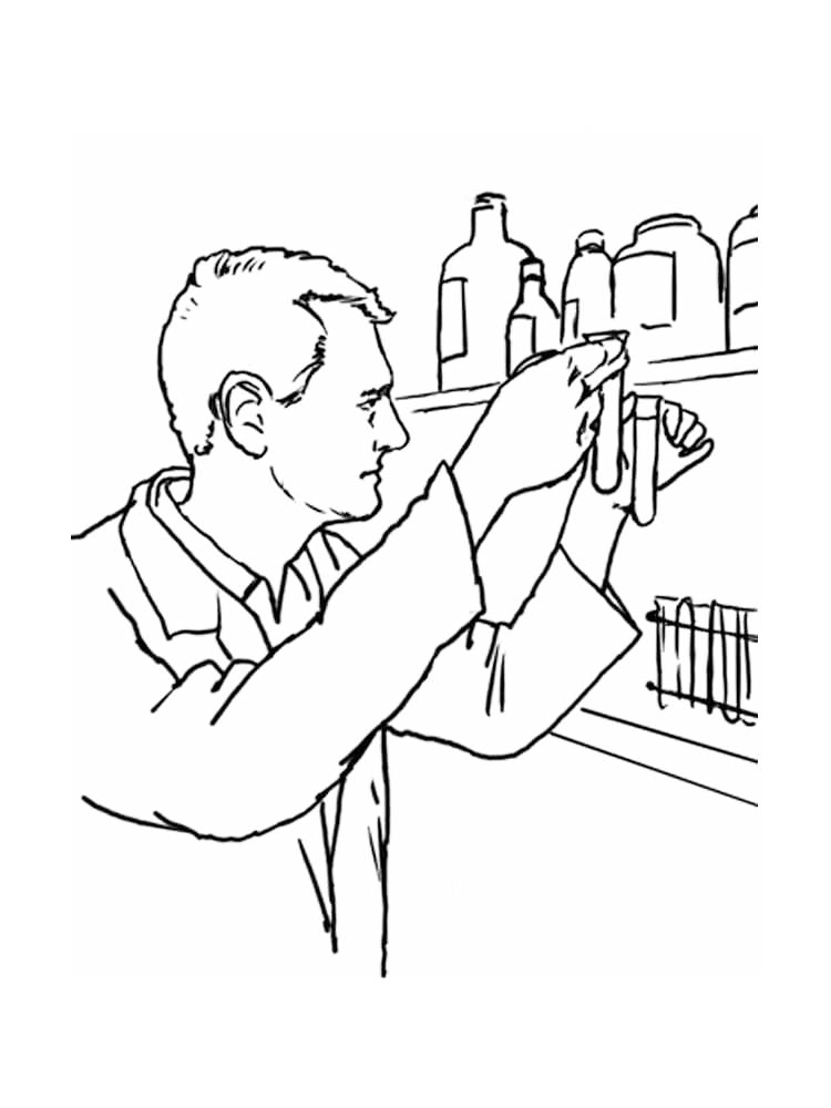 Scientist Working Coloring Page