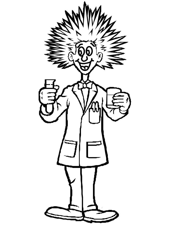 Scientist With Big Hair Coloring Page