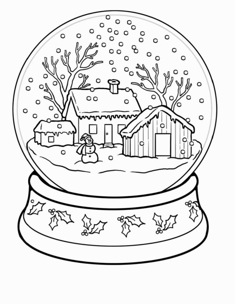Snowglobe Winter Coloring Pages for Adults