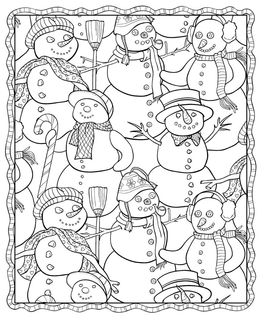 Snowman Winter Coloring Pages for Adults