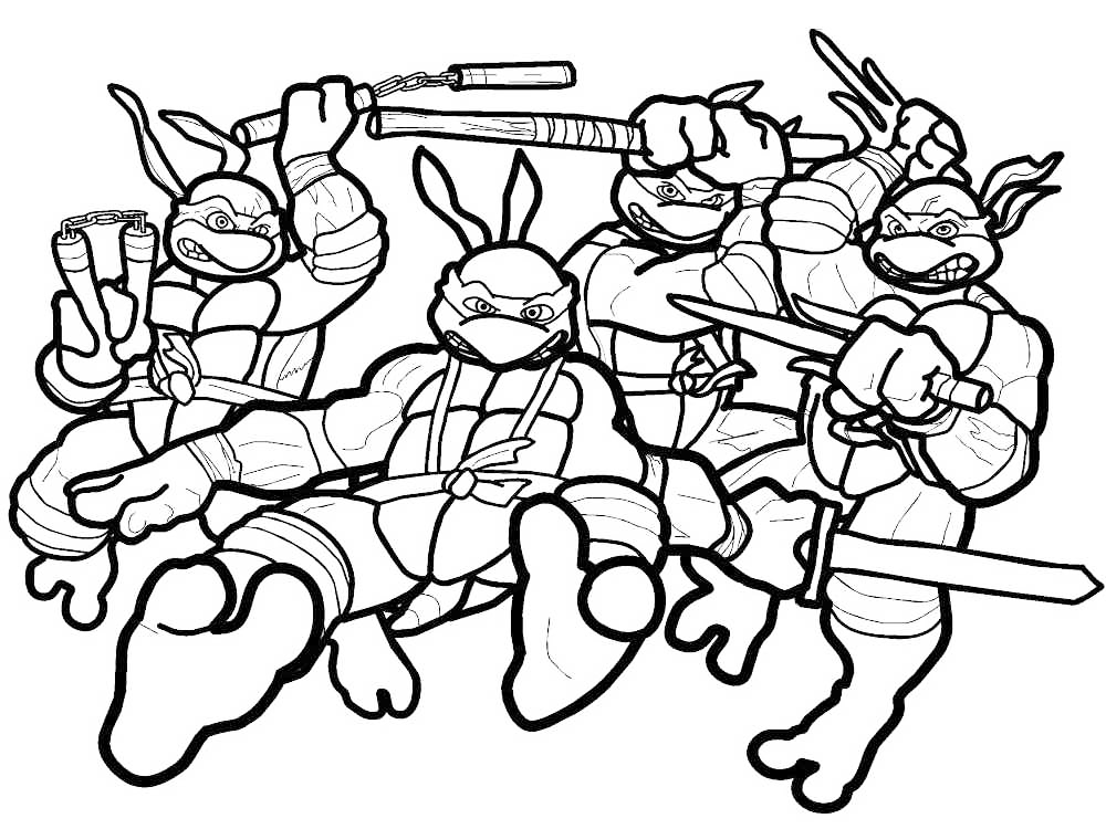 Tmnt Group Coloring Page